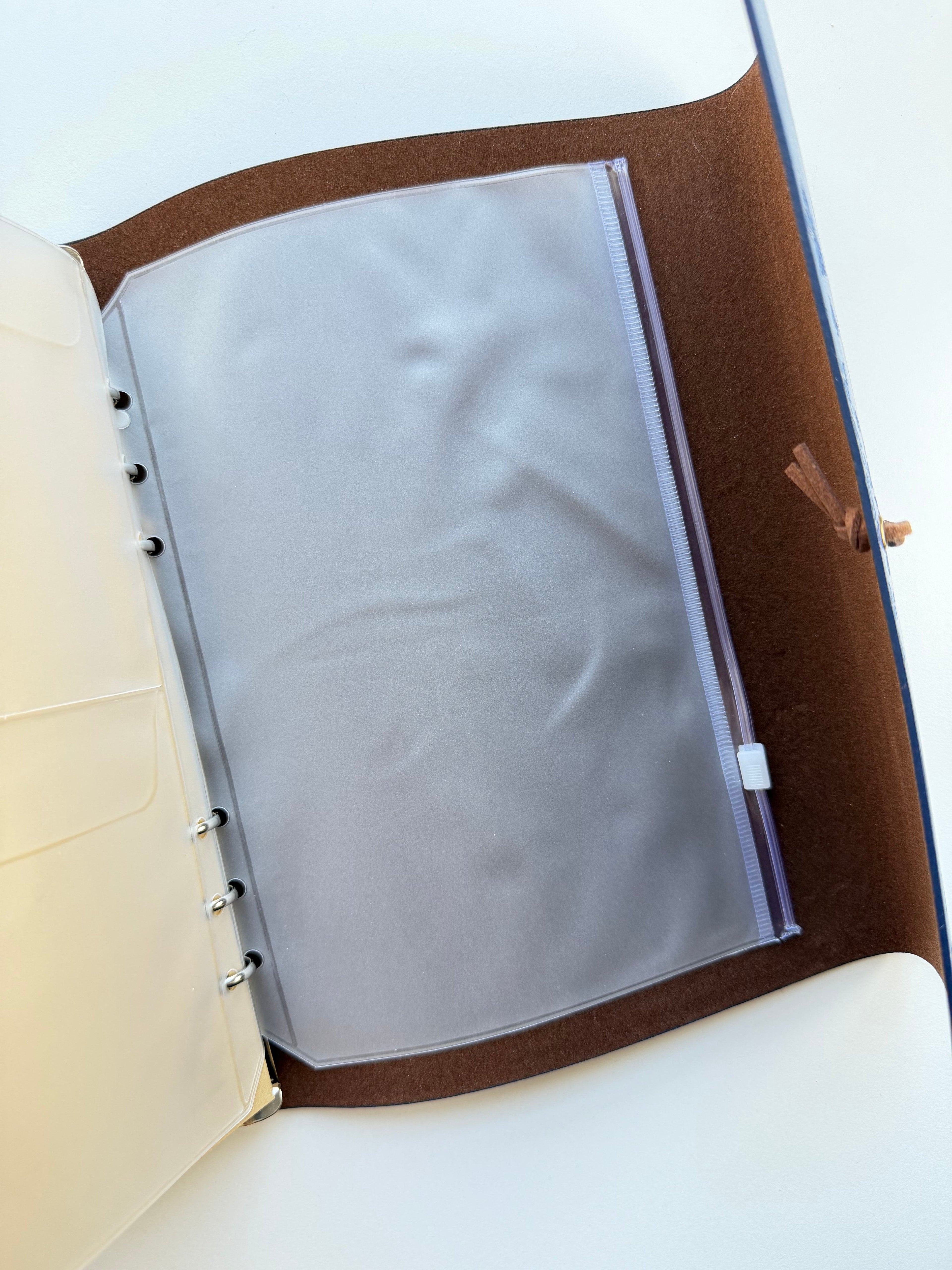Blue A5 Vintage Faux Leather Binder Notebook