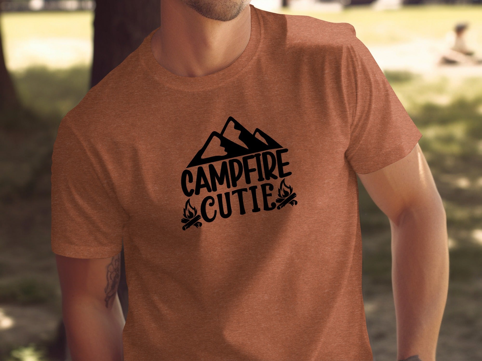 Campfire Cutie With Mountain Silhouette Graphic T-Shirt
