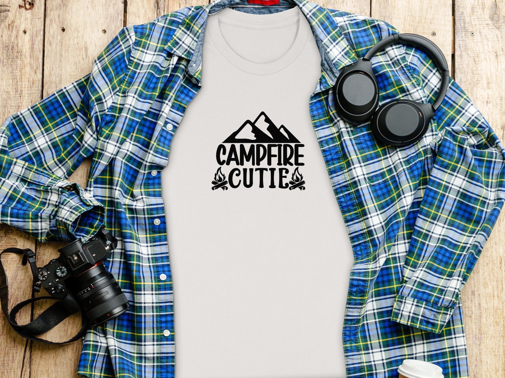 Campfire Cutie With Mountain Silhouette Graphic T-Shirt