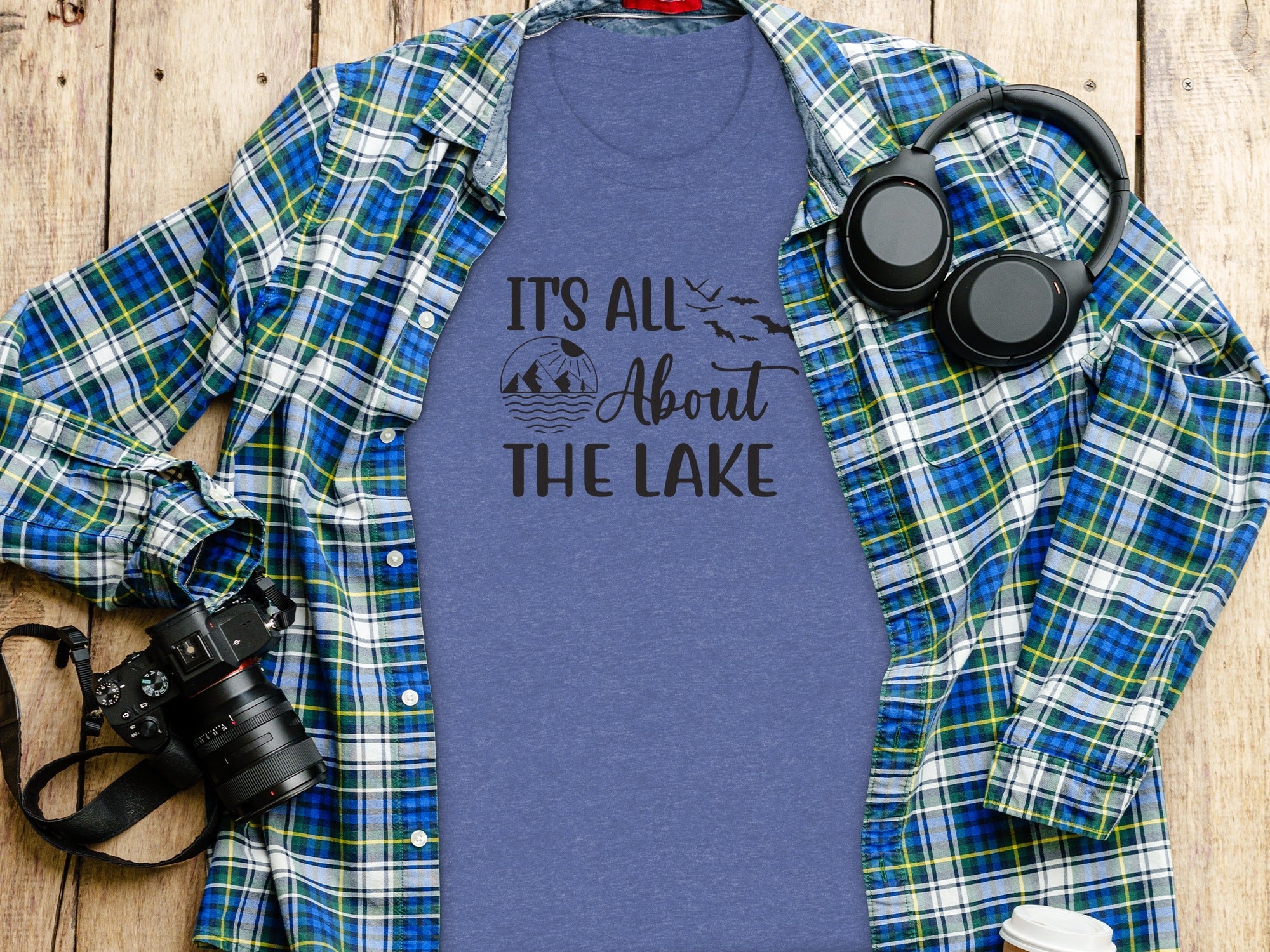 It's All About The Lake Mountain and Birds Graphic T-Shirt