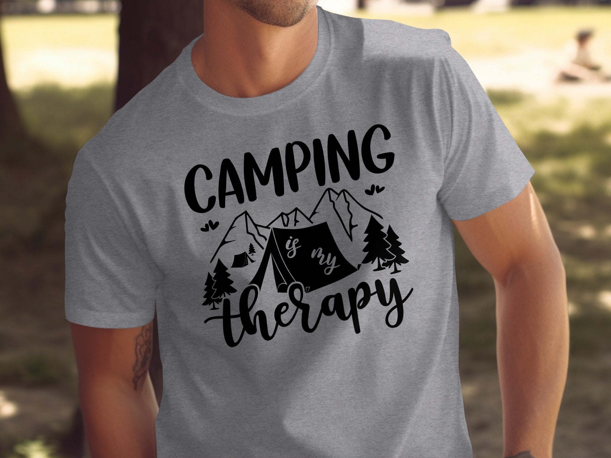 Camping Is My Therapy Mountain Design Graphic T-Shirt