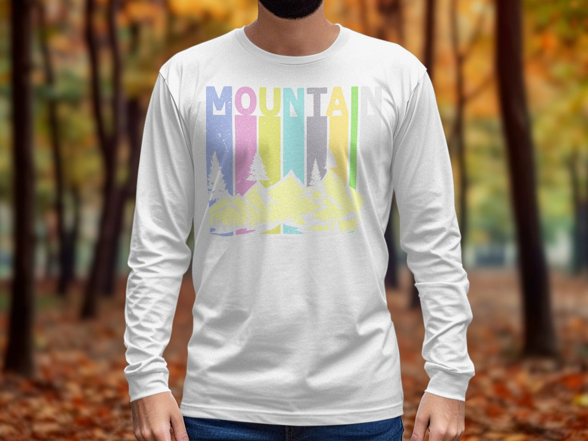 Colorful Mountain Scenery Graphic T-Shirt Long Sleeve T-Shirt