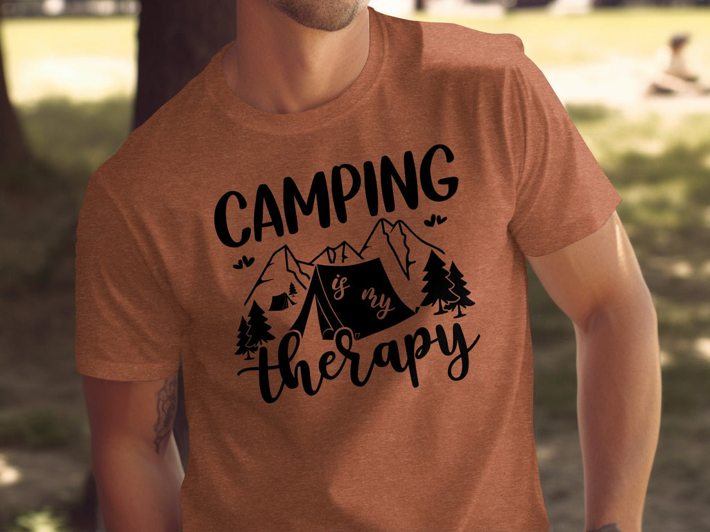 Camping Is My Therapy Mountain Design Graphic T-Shirt