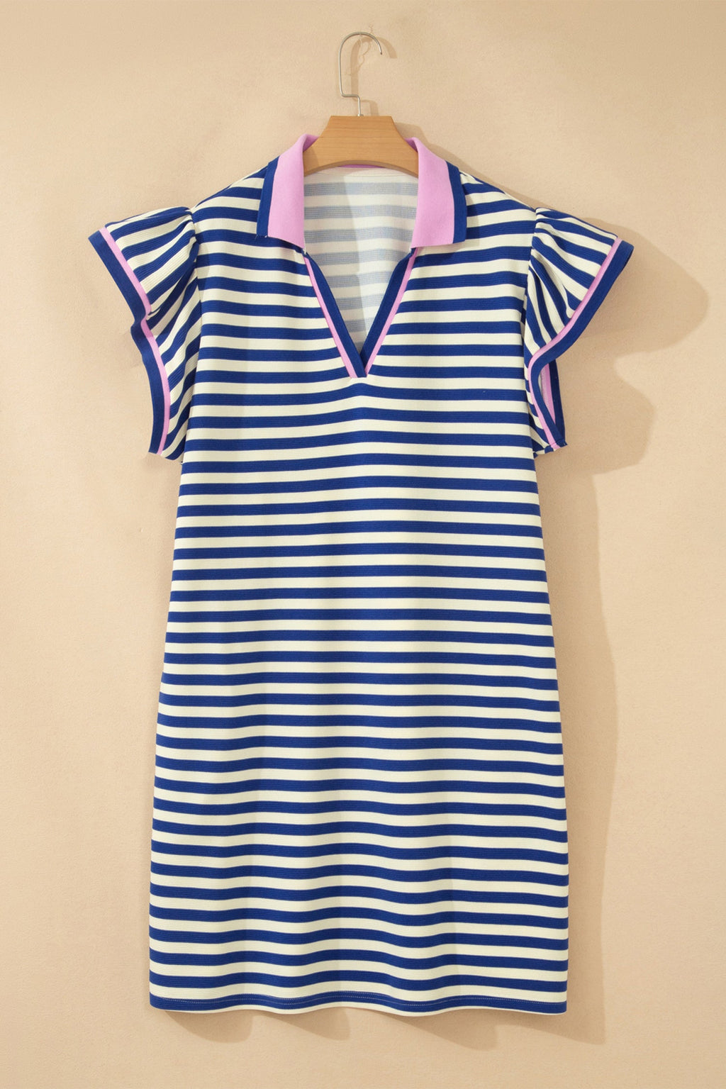 Plus Size Stripe Colorblock Short Sleeve Mini Dress