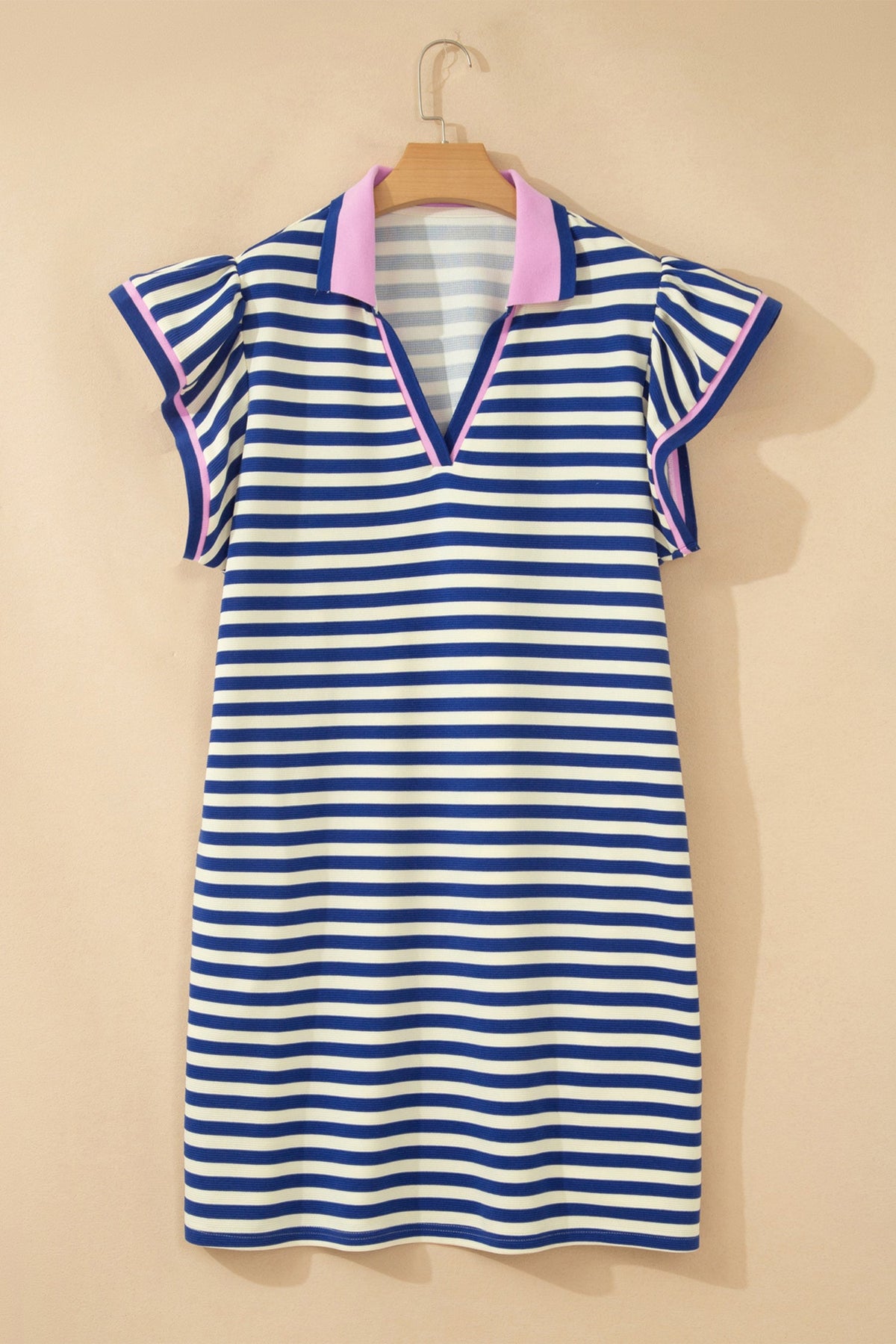Plus Size Stripe Colorblock Short Sleeve Mini Dress