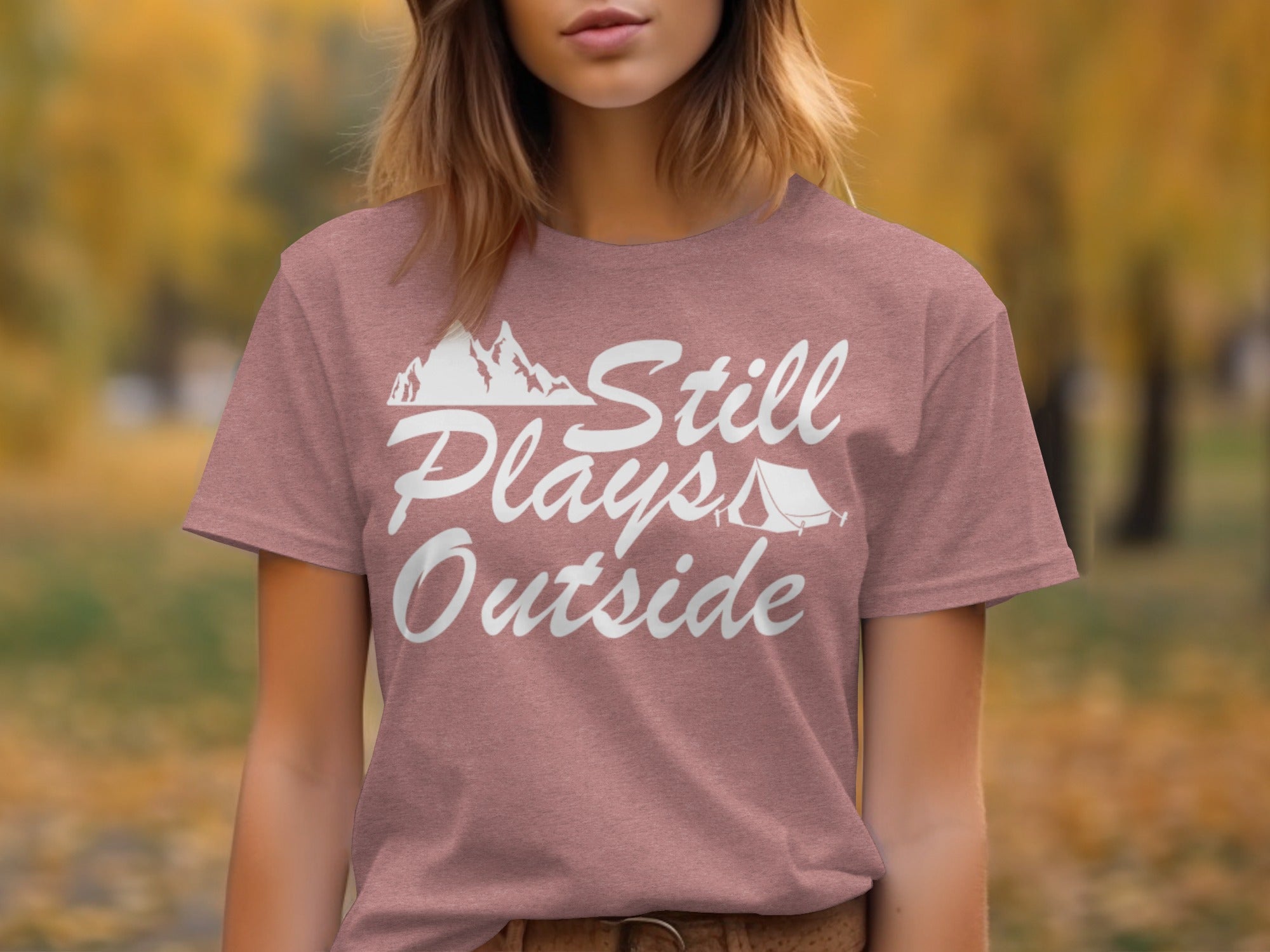 Still Plays Outside With Mountain Tent Graphic T-Shirt
