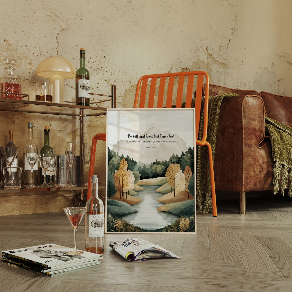 Be Still Autumn River Psalm Print