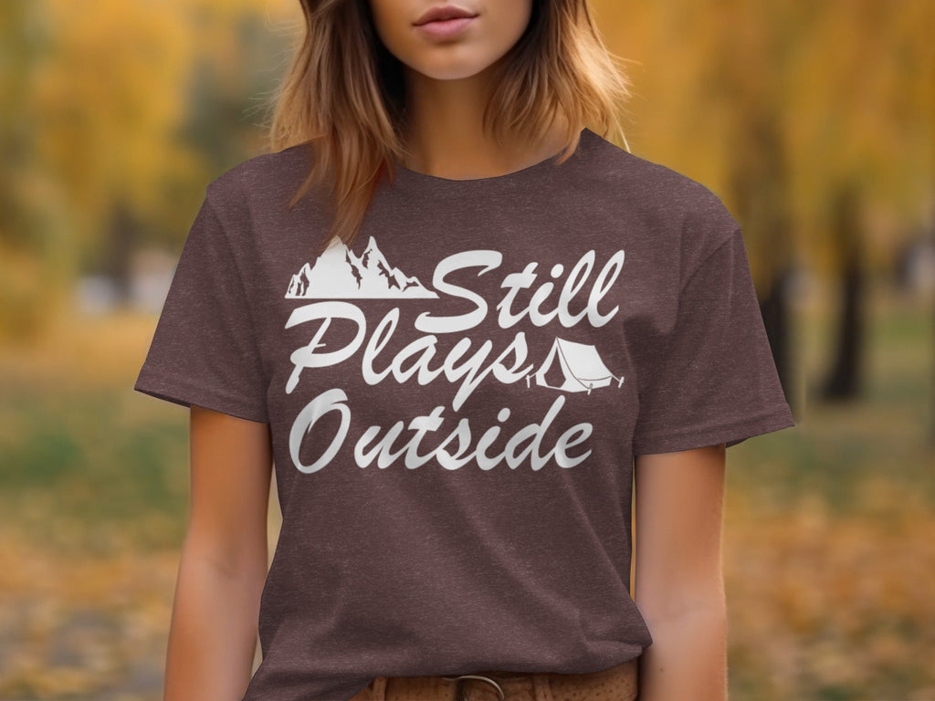 Still Plays Outside With Mountain Tent Graphic T-Shirt