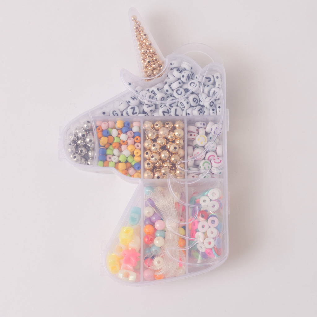 Mystical Unicorn Classic Alphabet Letter Bead with Rainbow Beads Stretchy Bracelet DIY Box