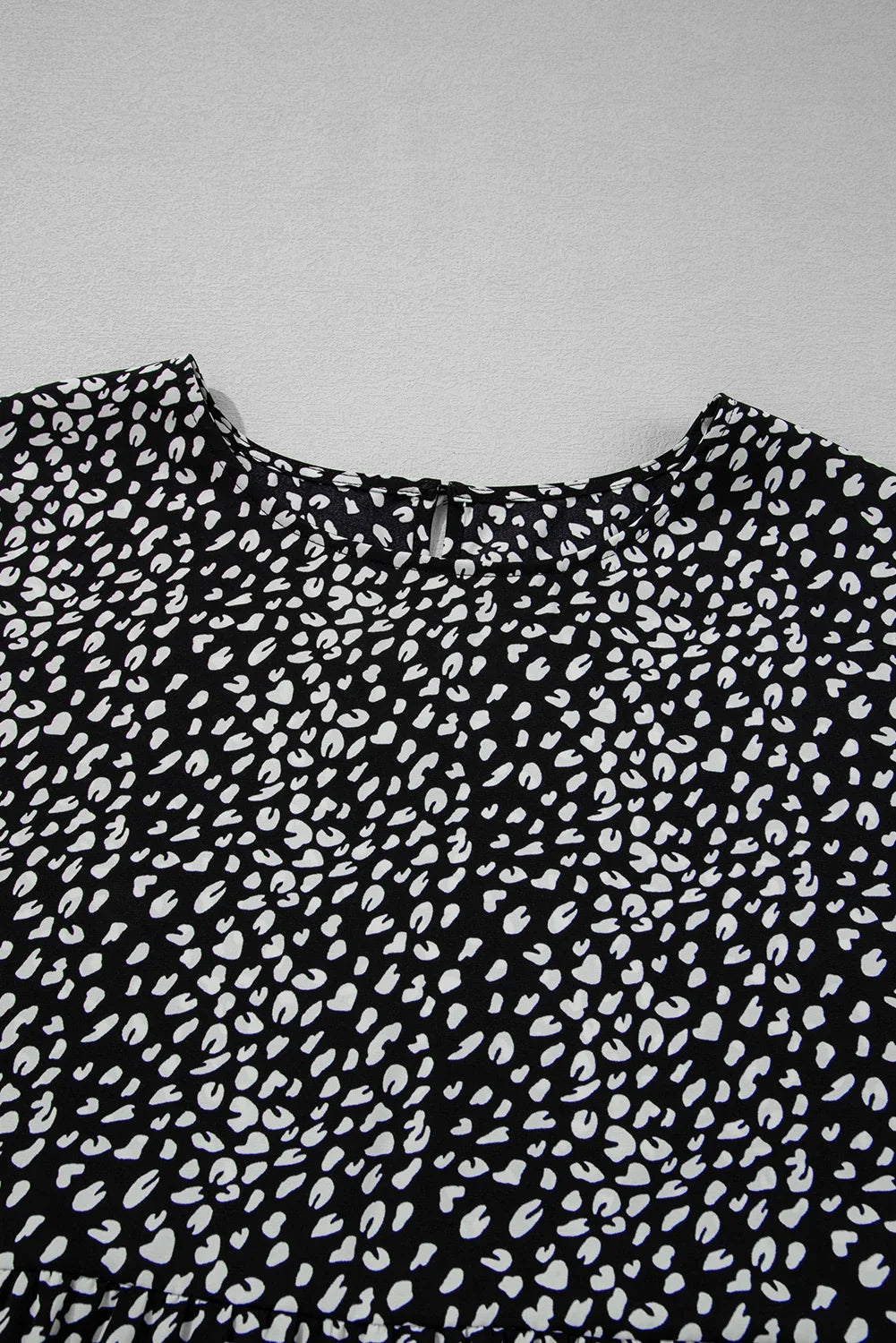 Plus Size Leopard Ruffle Tiered Keyhole Blouse