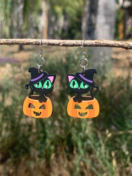 Cute Halloween Cat Earrings #1676