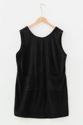 Plus Size Solid Corduroy Sleeveless Mini Dress