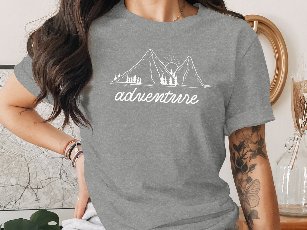 Adventure Awaits Mountains Graphic Tee Nature Lovers T-Shirt