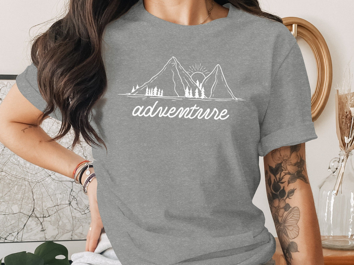 Adventure Awaits Mountains Graphic Tee Nature Lovers T-Shirt