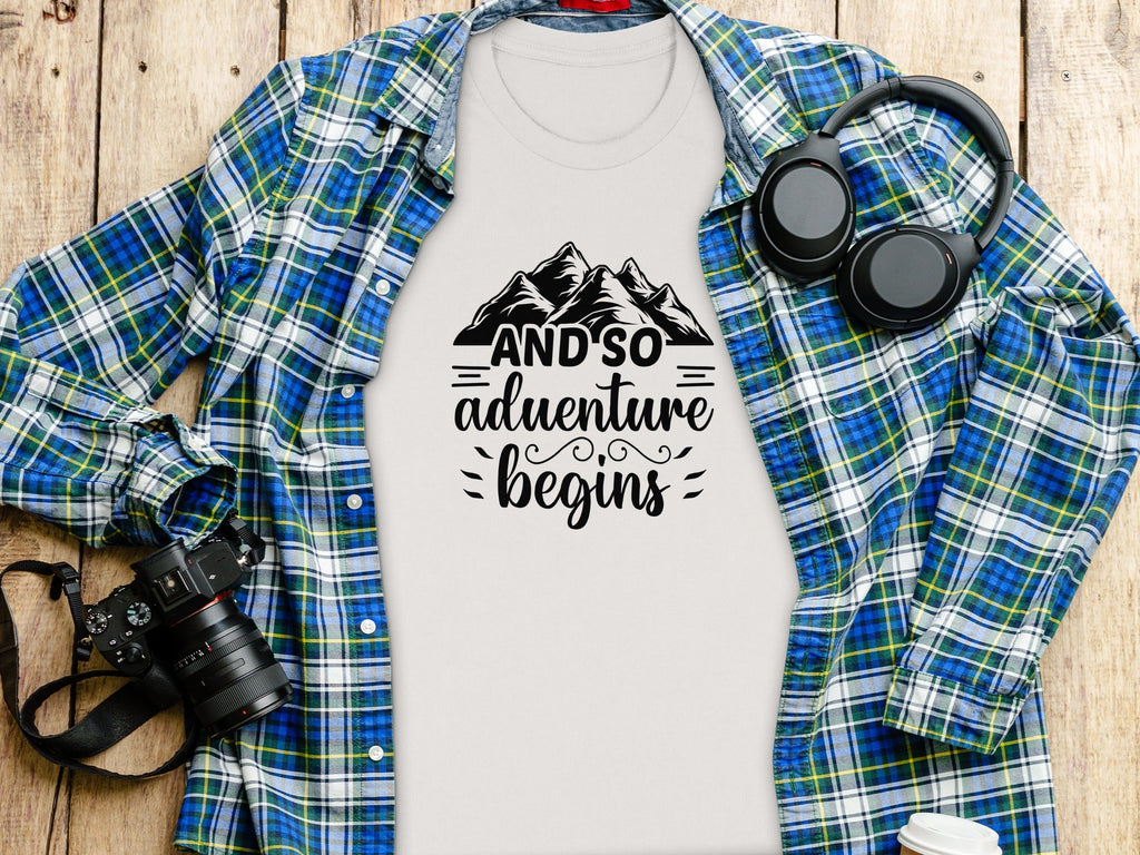 And So Adventure Begins Mountain Theme Graphic T-Shirt