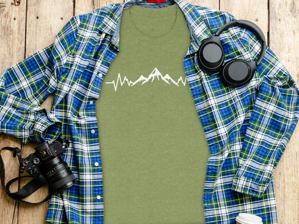 Mountain Heartbeat Line Illustration Graphic Design T-Shirt