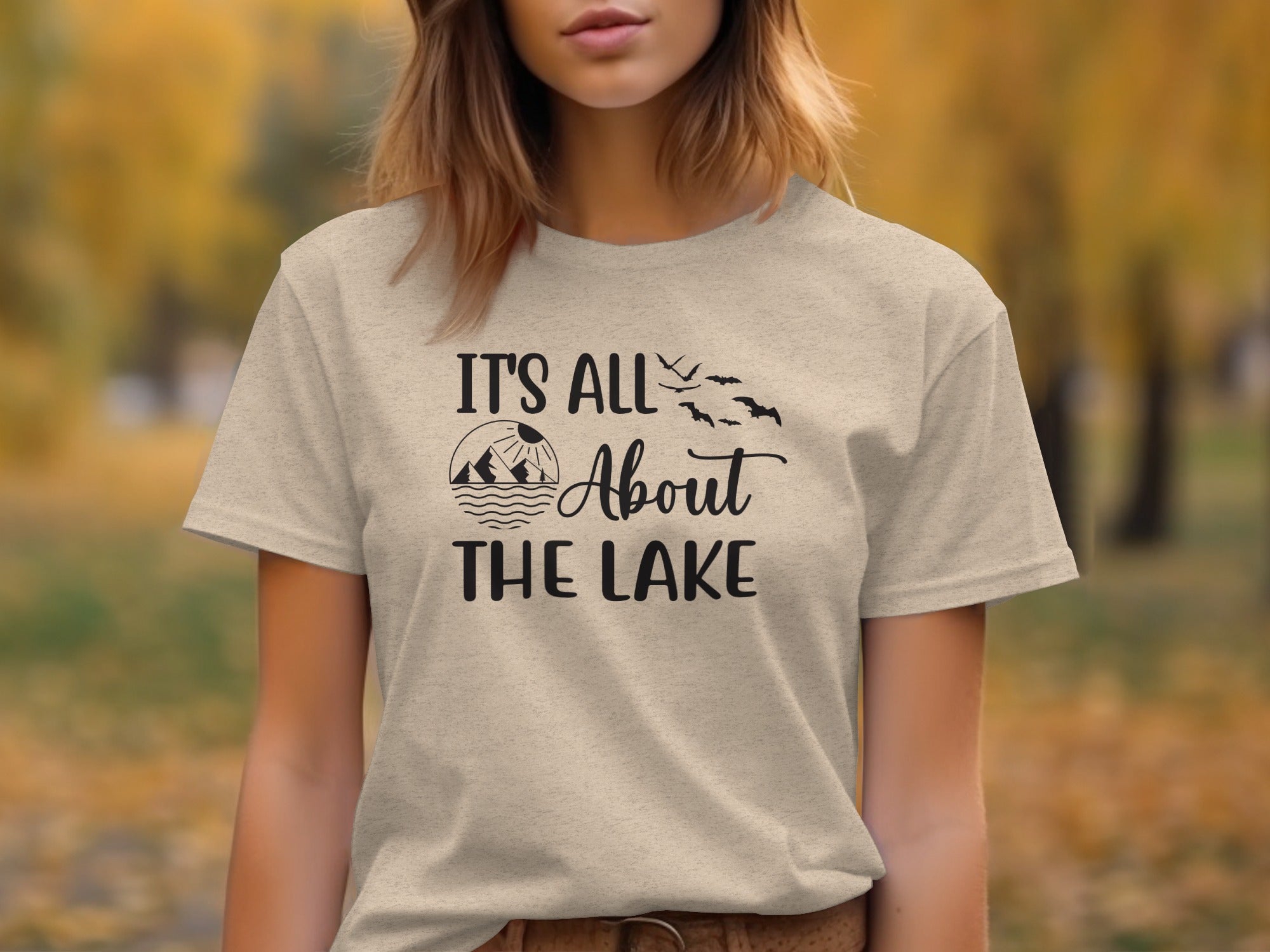 It's All About The Lake Mountain and Birds Graphic T-Shirt