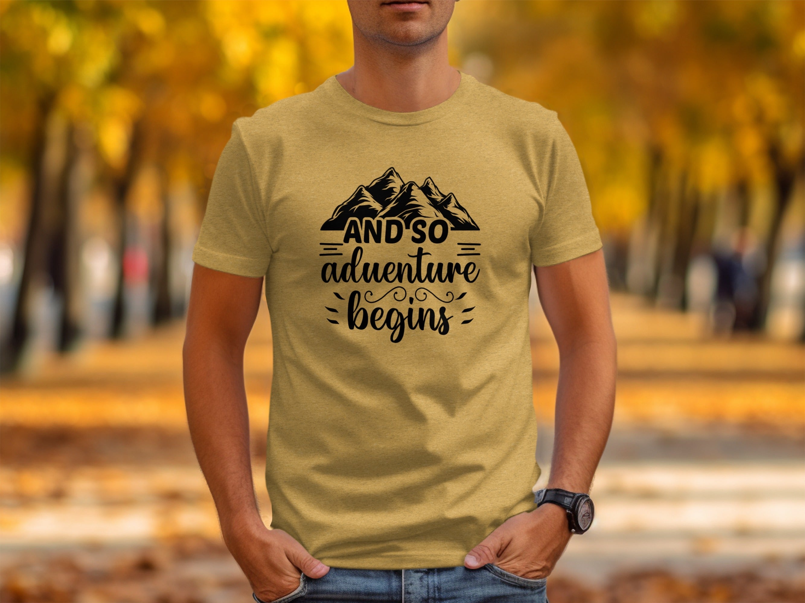 And So Adventure Begins Mountain Theme Graphic T-Shirt