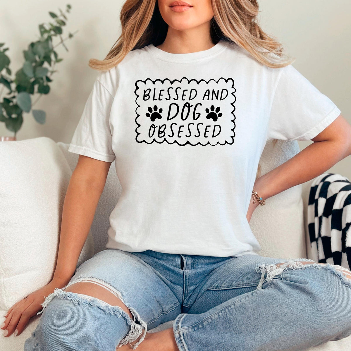 Dog Lover T-Shirt - Blessed & Dog Obsessed Comfort Colors Tee With Paw Prints
