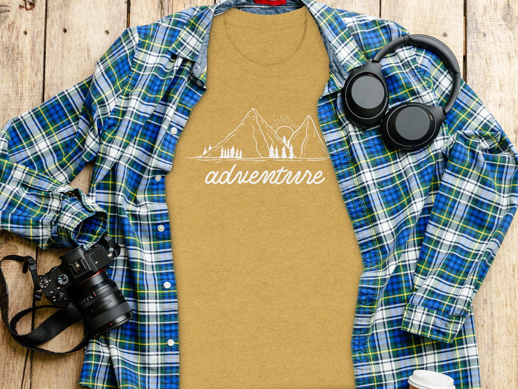 Adventure Awaits Mountains Graphic Tee Nature Lovers T-Shirt