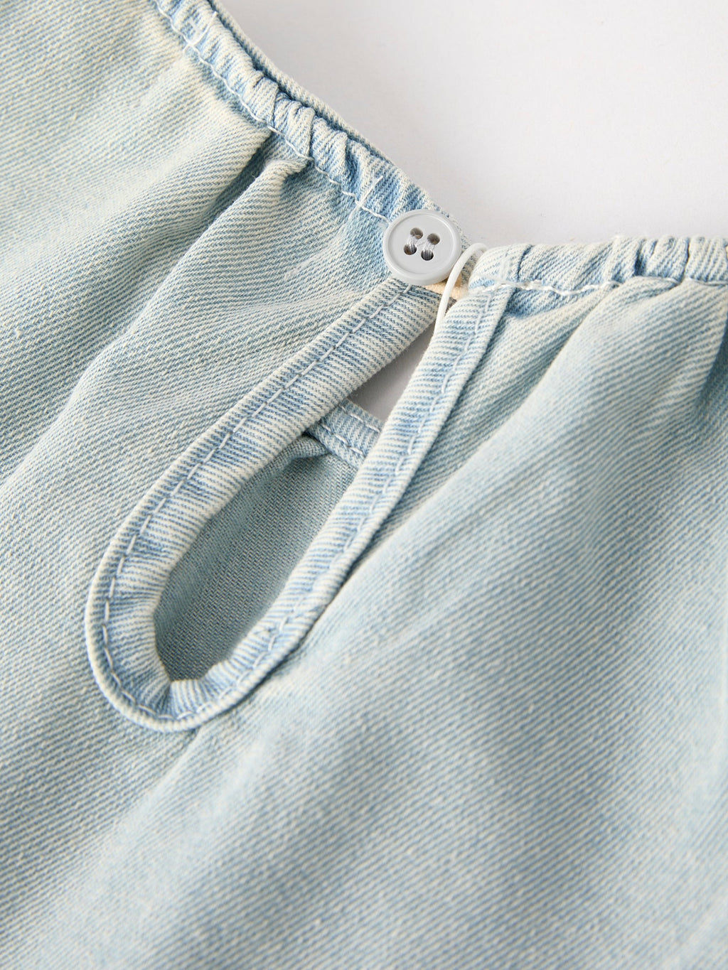 Summer Light Color Denim Lace Girls Set