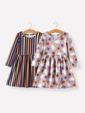 2 Piece Halloween Ghost Striped Girls Dress Set