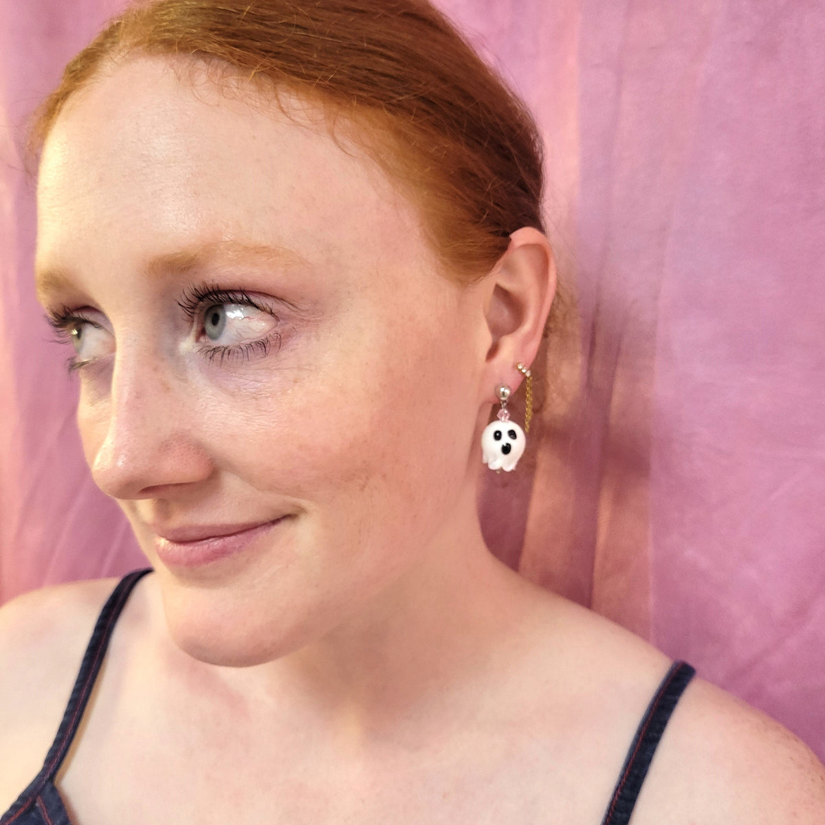 Glass Beaded Ghost Earrings