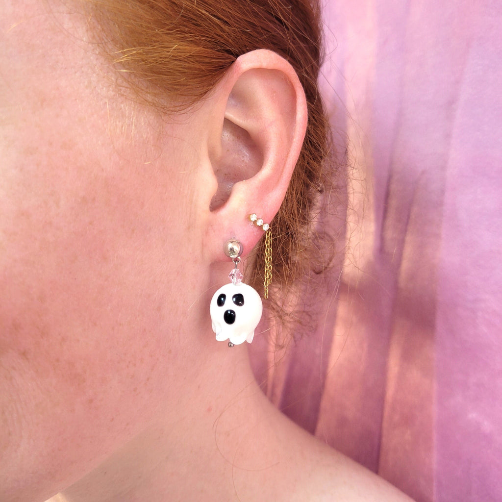 Glass Beaded Ghost Earrings