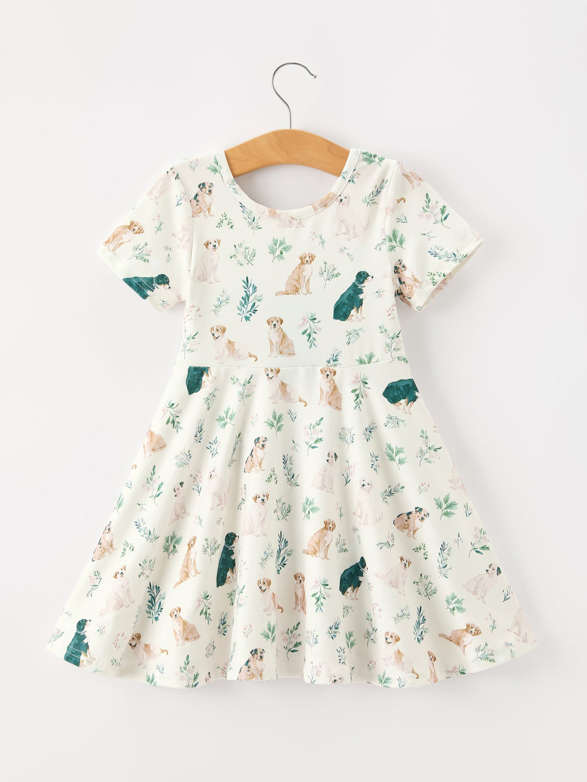 Puppy Floral Twirl Girls Dress