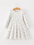 Fall Ballet Bow Girls Long Sleeve Twirl Dress