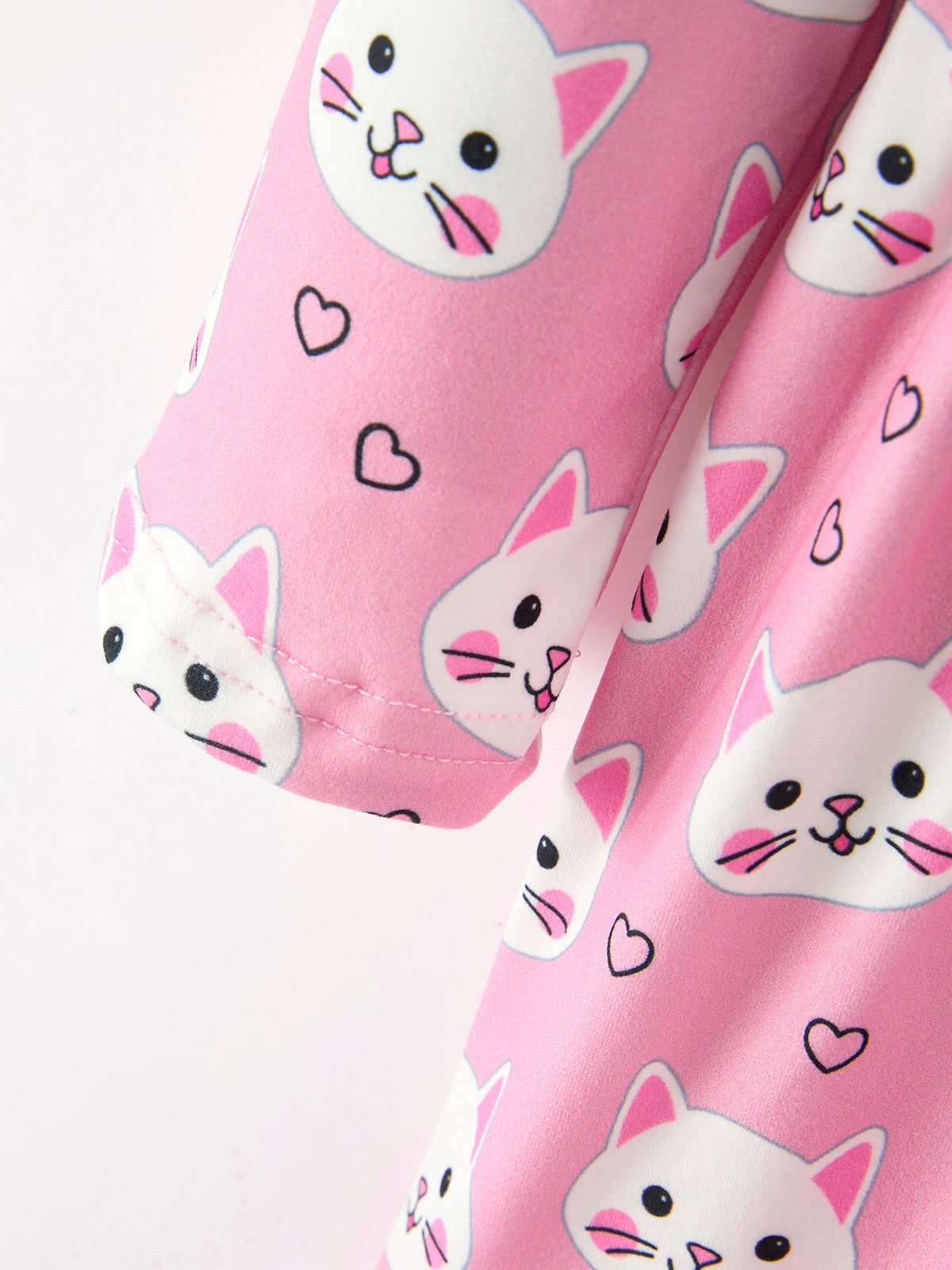 Fall Cat Print Girls Ruffle Hem Twirl Dress