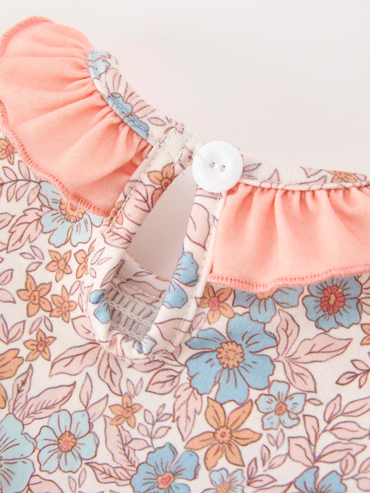 Fall Floral Baby Romper Smocked Ruffle Neck Bow