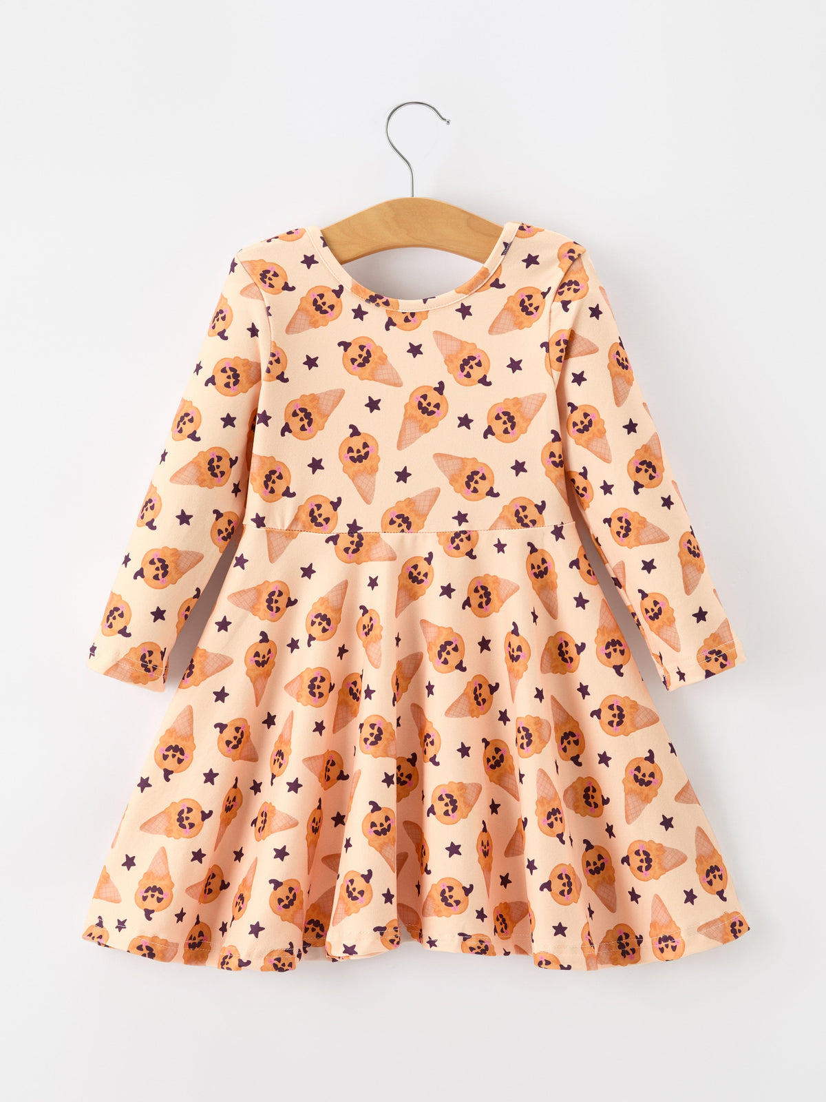 Halloween Pumpkin Girls Long Sleeve Dress