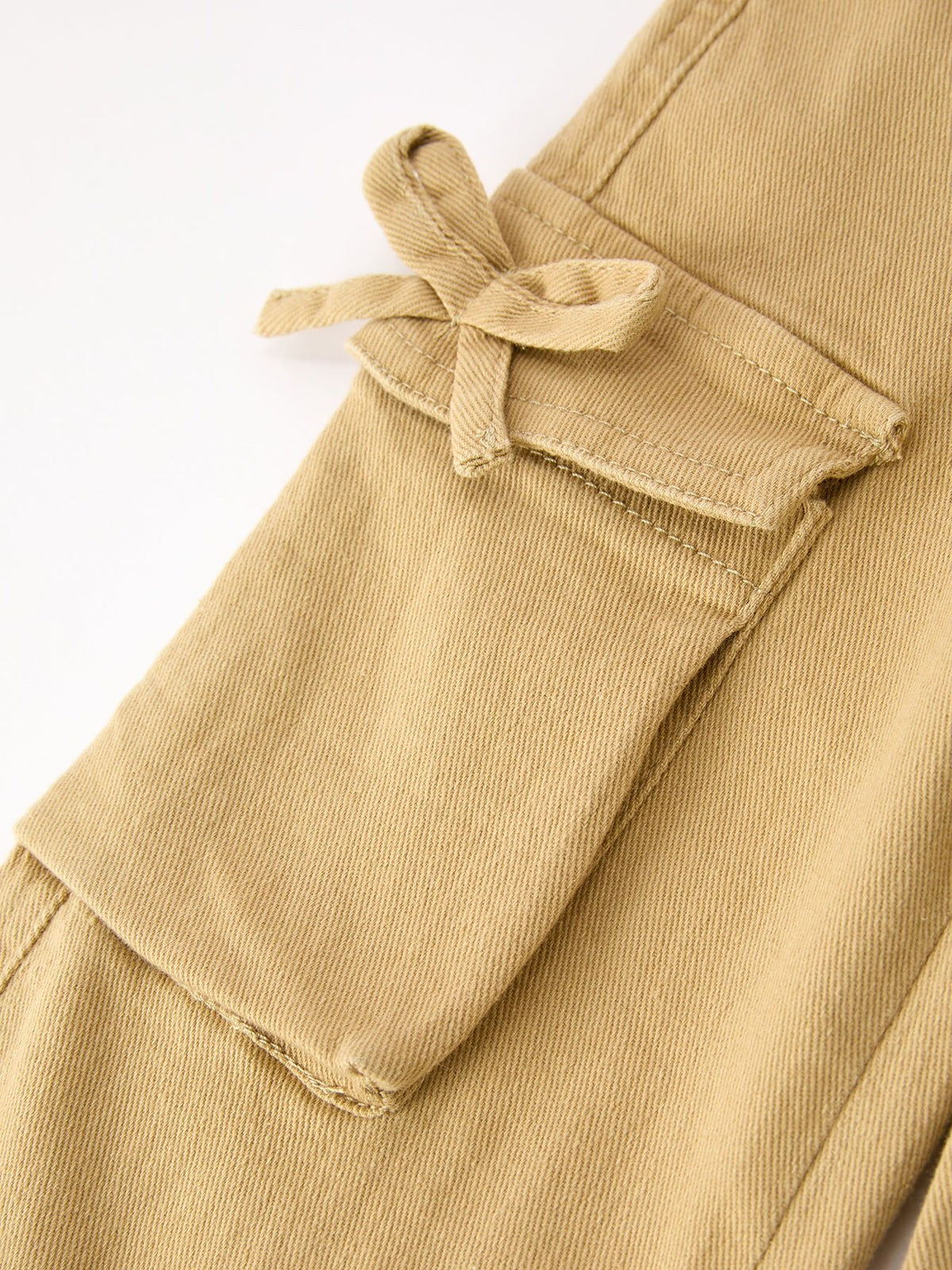 Girls Solid Cargo Leggings Side Bow Pocket Wide Leg Pants