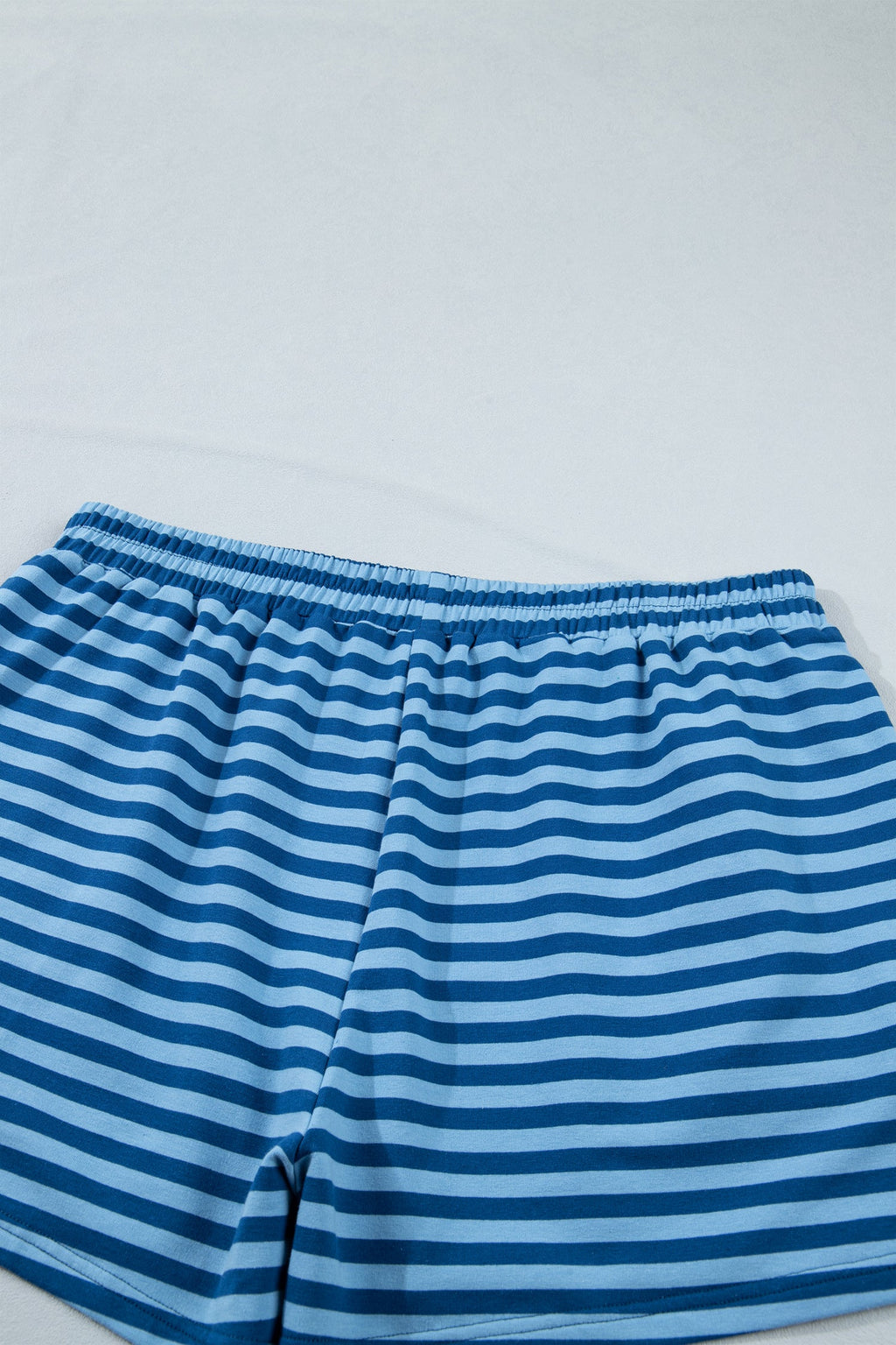 Plus Size Stripe Dropped Shoulder Tee & Shorts Set