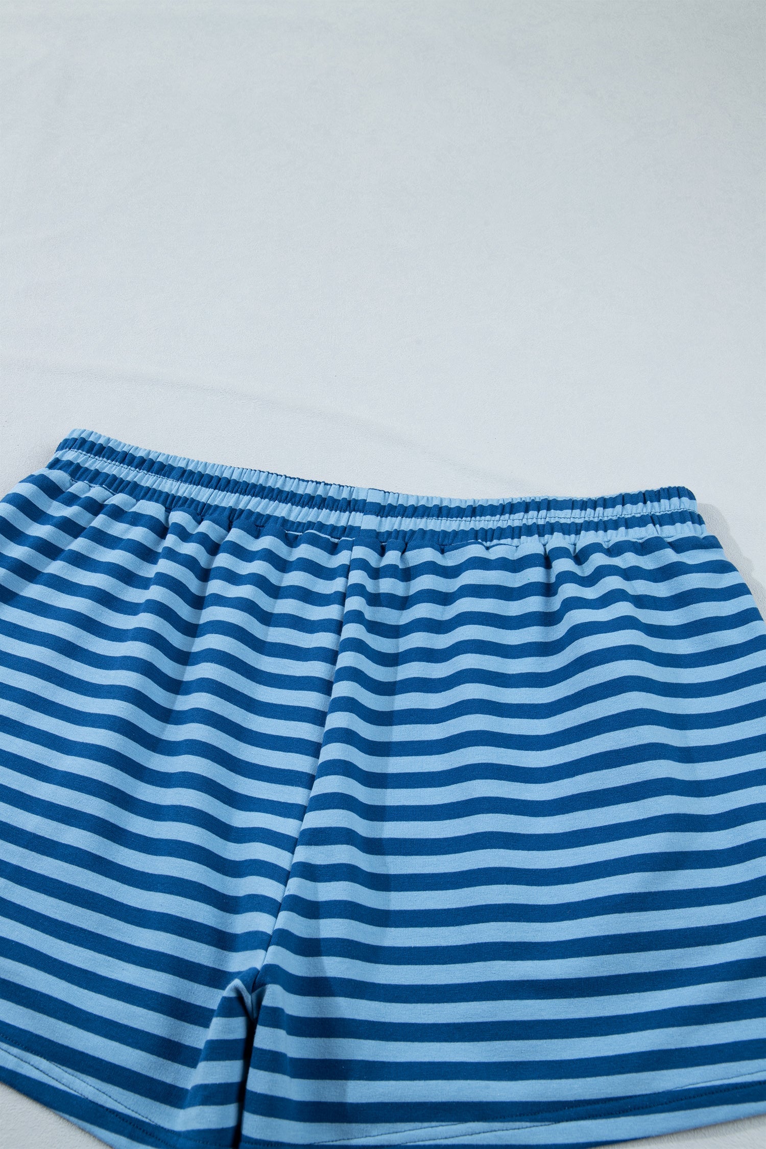 Plus Size Stripe Dropped Shoulder Tee & Shorts Set