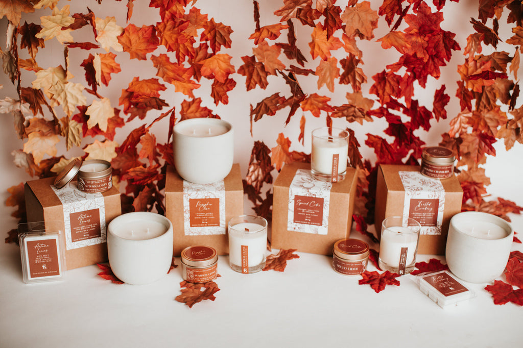 Autumn Leaves Cement Candle