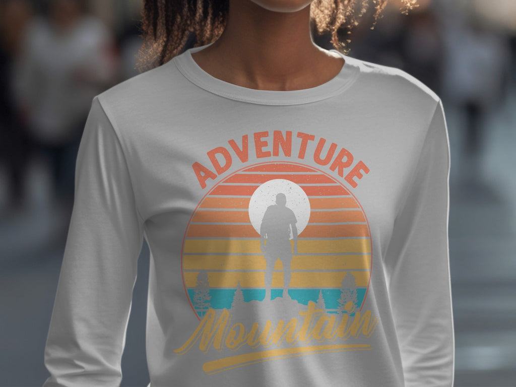 Adventure Above Mountain Sunset Graphic T-Shirt Long Sleeve T-Shirt
