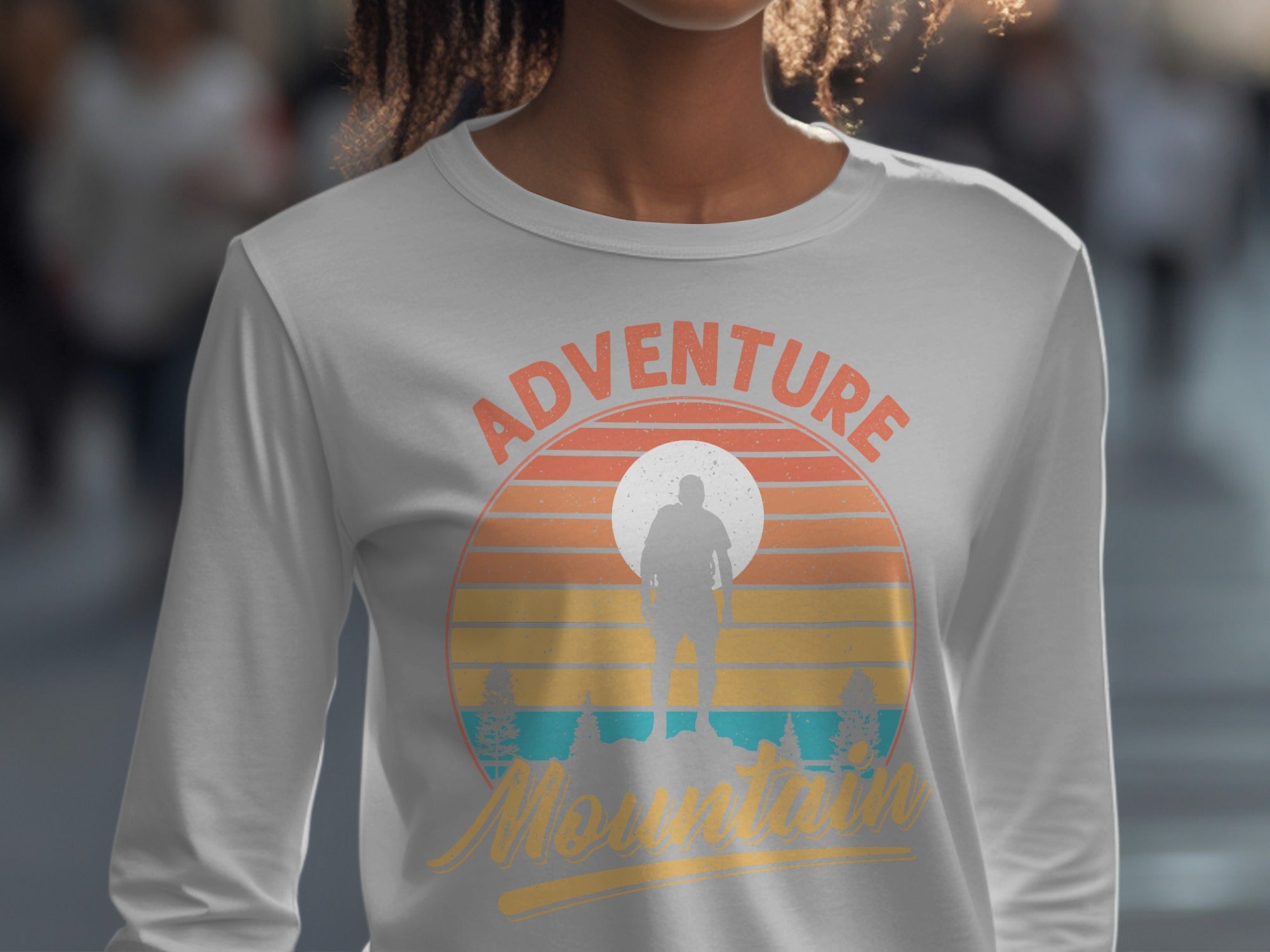 Adventure Above Mountain Sunset Graphic T-Shirt Long Sleeve T-Shirt