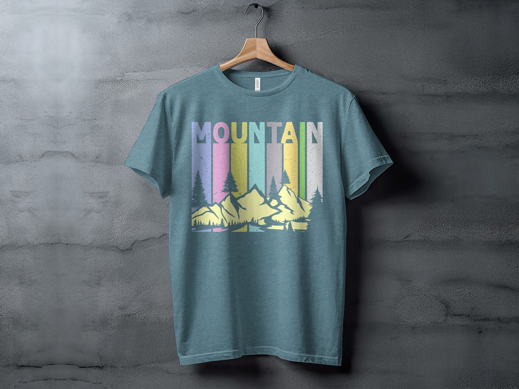 Colorful Mountain Scenery Graphic T-Shirt Long Sleeve T-Shirt