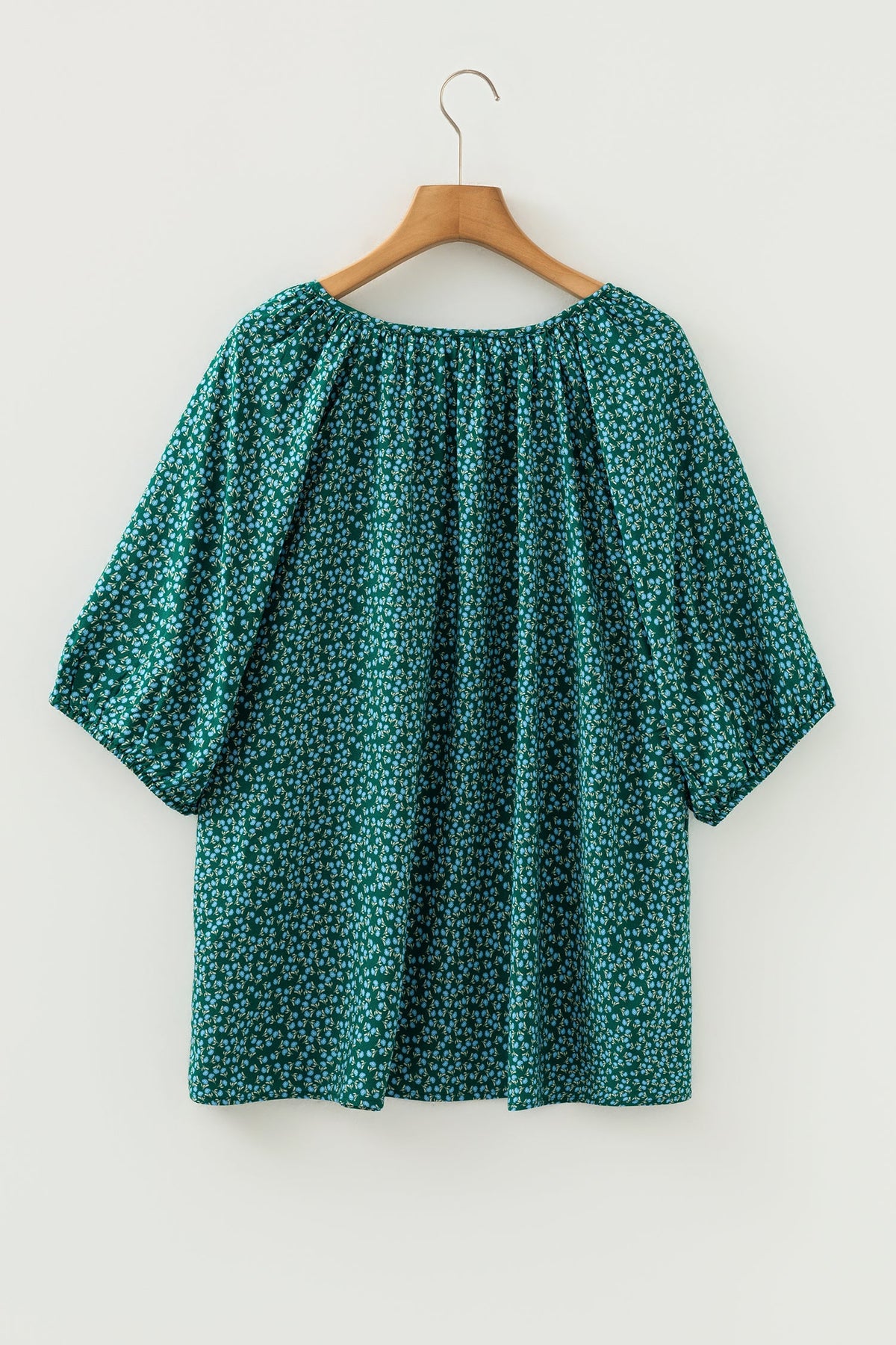 Plus Size Boho Floral Boho Notch V-Neck Top
