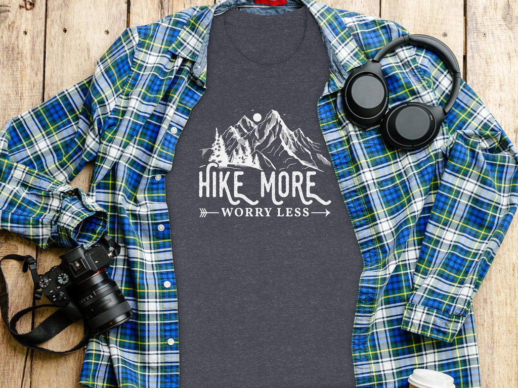 Hike More Worry Less Mountains Graphic Image T-Shirt