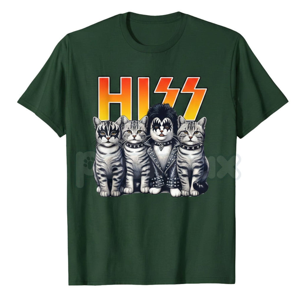 Cute Hiss Cats Rock Kittens T-Shirt - Funny Music Cat Lovers Men Tee, Kitty Rocking Graphic Apparel, Feline Rock and Roll Gift