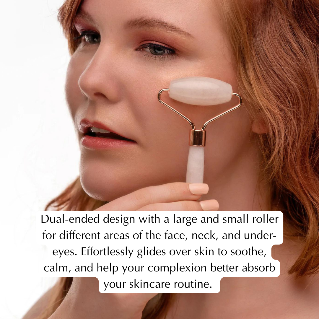 Rose Quartz Facial Roller for Puffiness