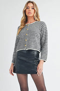 Elegant Striped Button-Down Cardigan
