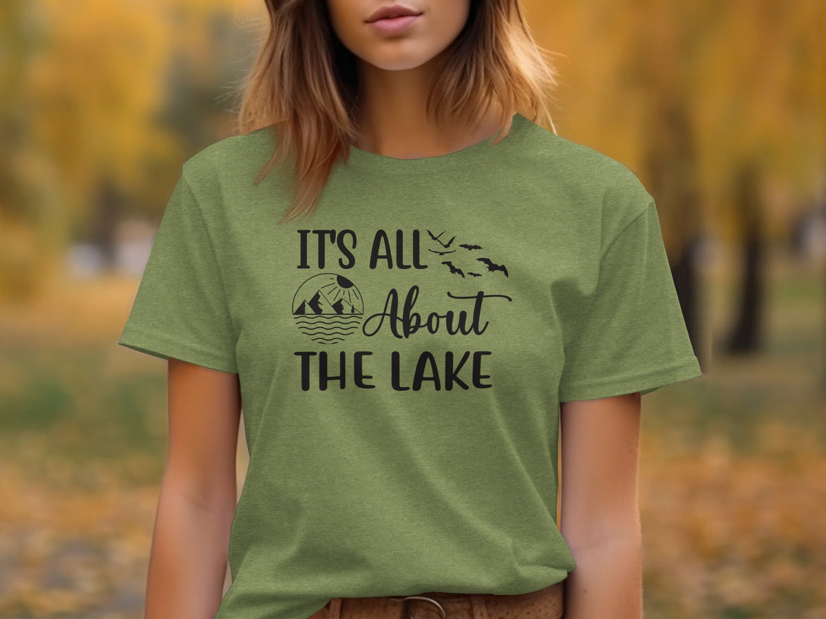 It's All About The Lake Mountain and Birds Graphic T-Shirt