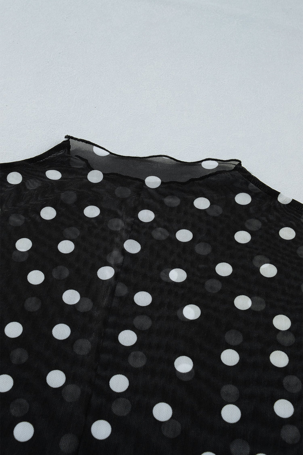Plus Size Polka Dot Mesh Mock Neck Top