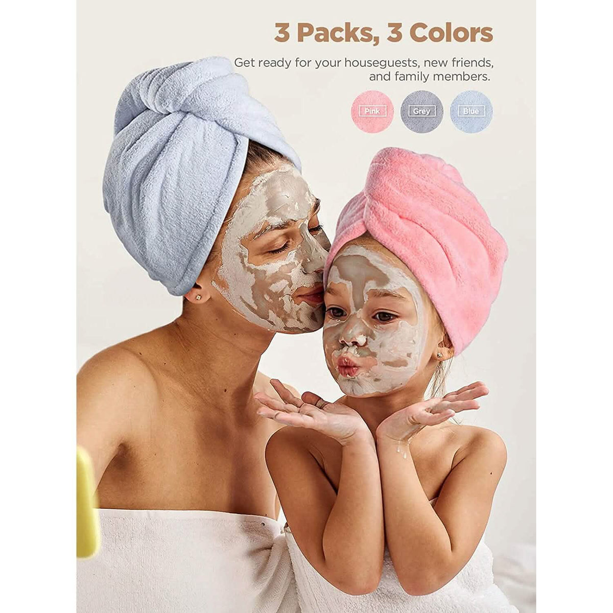 3-Pack: Hicober Microfiber Hair Towel