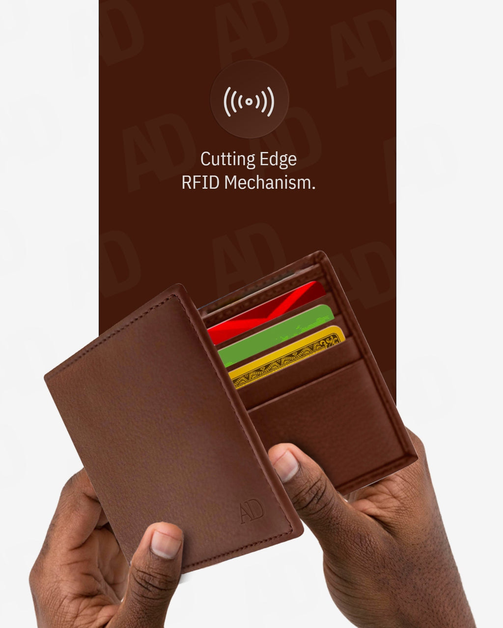 Genuine Leather Slim Bifold Wallet – ID Window, RFID Blocking