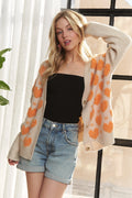 Chic Heart Patterned Button-Down Sweater Cardigan